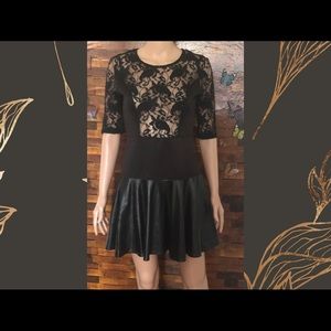 Black lace and faux leather dress!🎩💃
